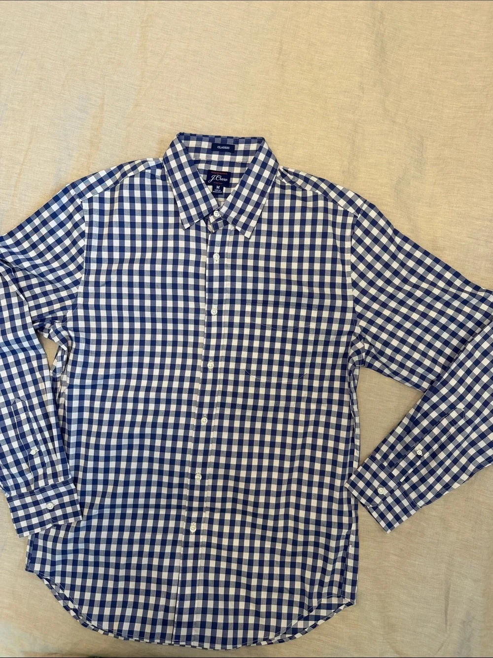 J. Crew Navy and White Gingham Button-Down Shirt New with Tags Removed